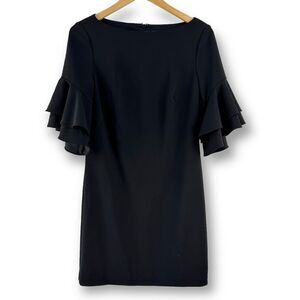 Lauren Ralph Lauren black ruffle‎ sleeve sheath dress size 4